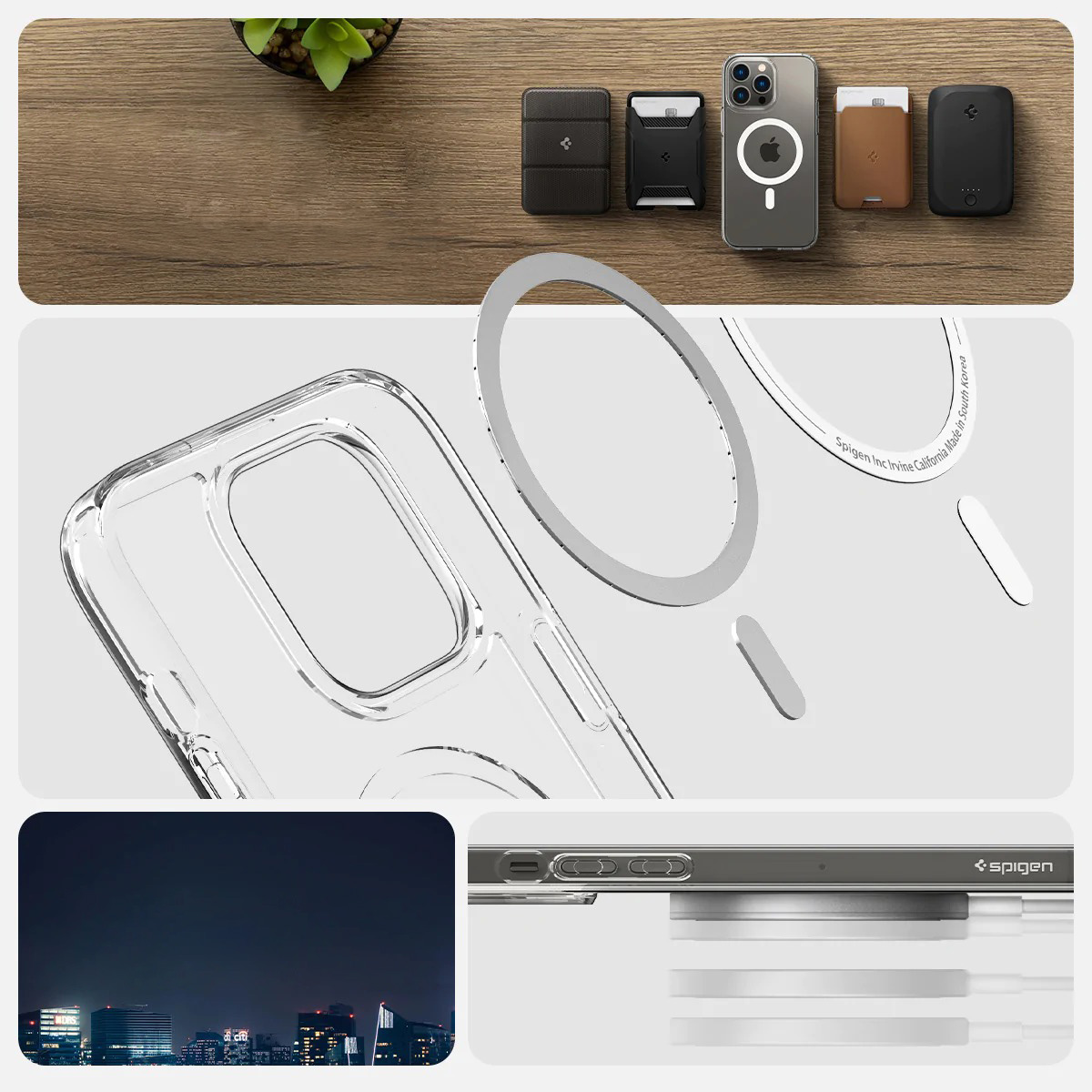Etui pancerne z wbudowanym pierścieniem magnetycznym kompatybilne z akcesoriami z serii MagSafe Spigen Ultra Hybrid Mag do iPhone 14 Pro